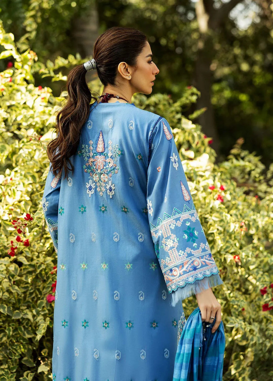 Siraa by Sadaf Fawad Khan Embroidered Lawn Suits Unstitched 3 Piece SDF25S D-5A Wisteria - Summer Collection