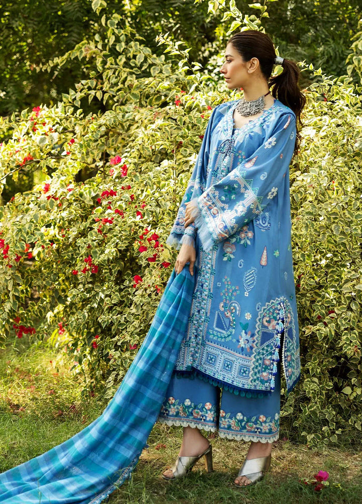 Siraa by Sadaf Fawad Khan Embroidered Lawn Suits Unstitched 3 Piece SDF25S D-5A Wisteria - Summer Collection