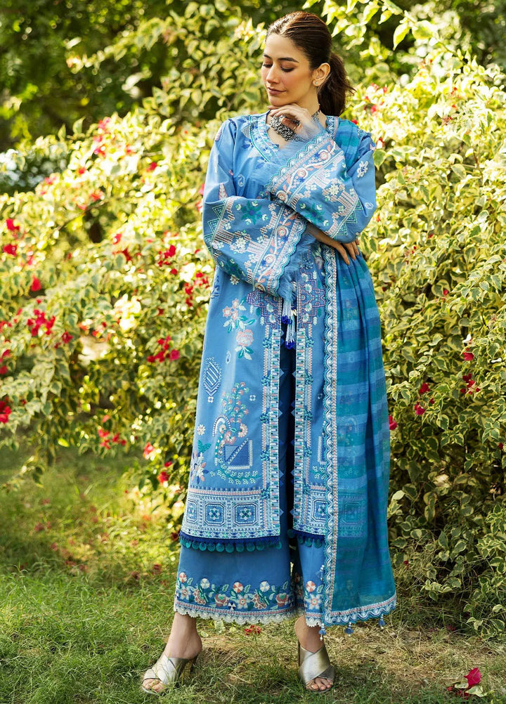 Siraa by Sadaf Fawad Khan Embroidered Lawn Suits Unstitched 3 Piece SDF25S D-5A Wisteria - Summer Collection