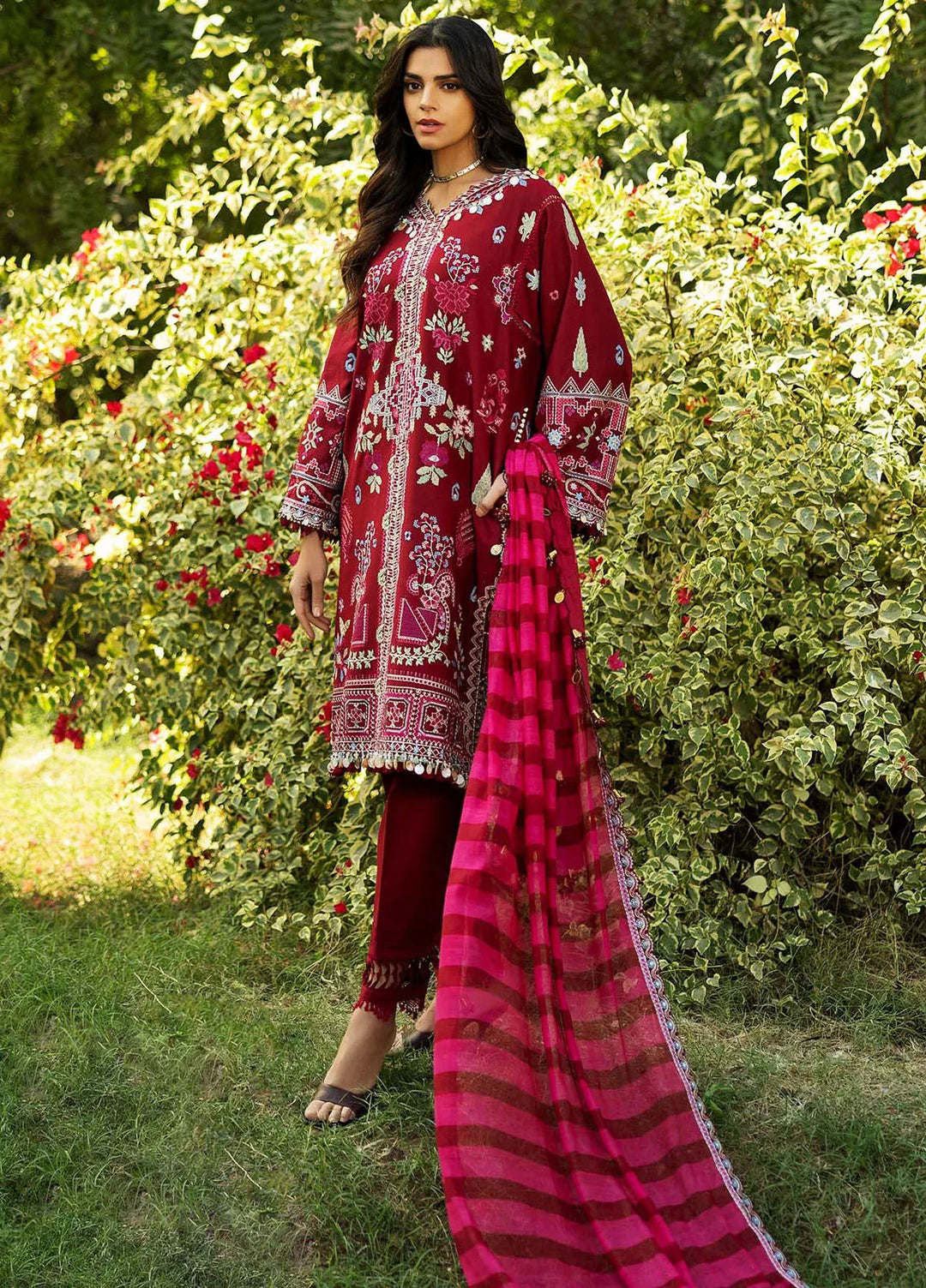 Siraa by Sadaf Fawad Khan Embroidered Lawn Suits Unstitched 3 Piece SDF25S D-5B Wisteria - Summer Collection