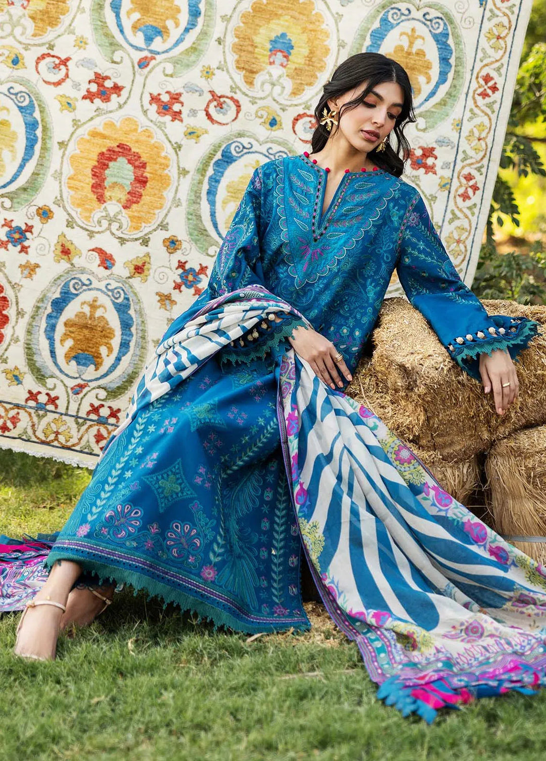 Siraa by Sadaf Fawad Khan Embroidered Lawn Suits Unstitched 3 Piece SDF25S D-6A Liana - Summer Collection