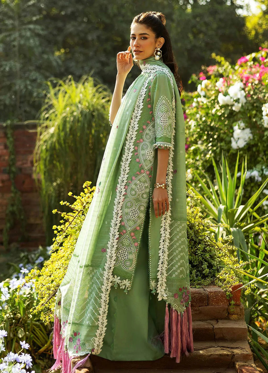 Siraa by Sadaf Fawad Khan Embroidered Lawn Suits Unstitched 3 Piece SDF25S D-7A French Hearts - Summer Collection