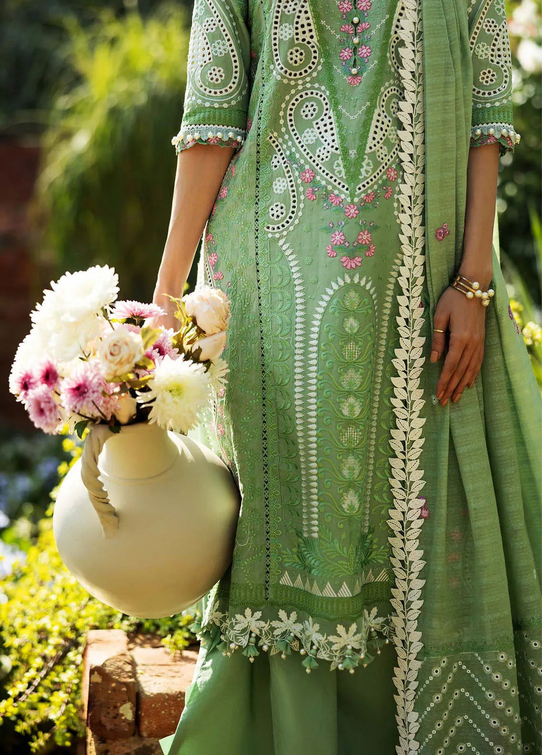 Siraa by Sadaf Fawad Khan Embroidered Lawn Suits Unstitched 3 Piece SDF25S D-7A French Hearts - Summer Collection