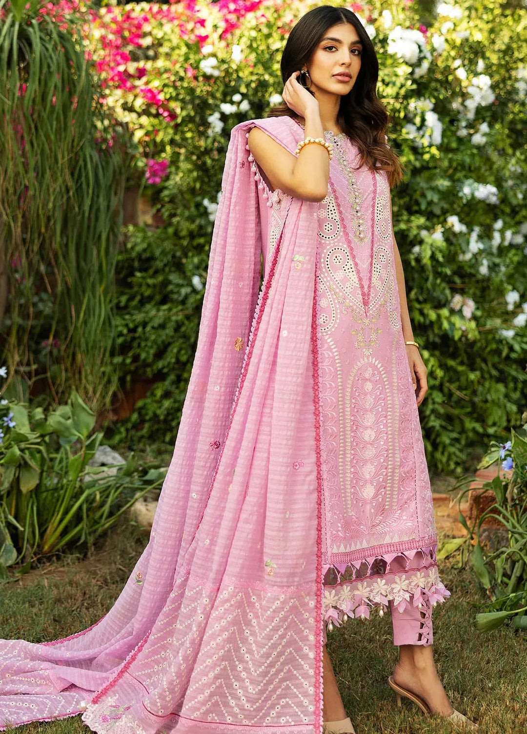 Siraa by Sadaf Fawad Khan Embroidered Lawn Suits Unstitched 3 Piece SDF25S D-7B French Hearts - Summer Collection