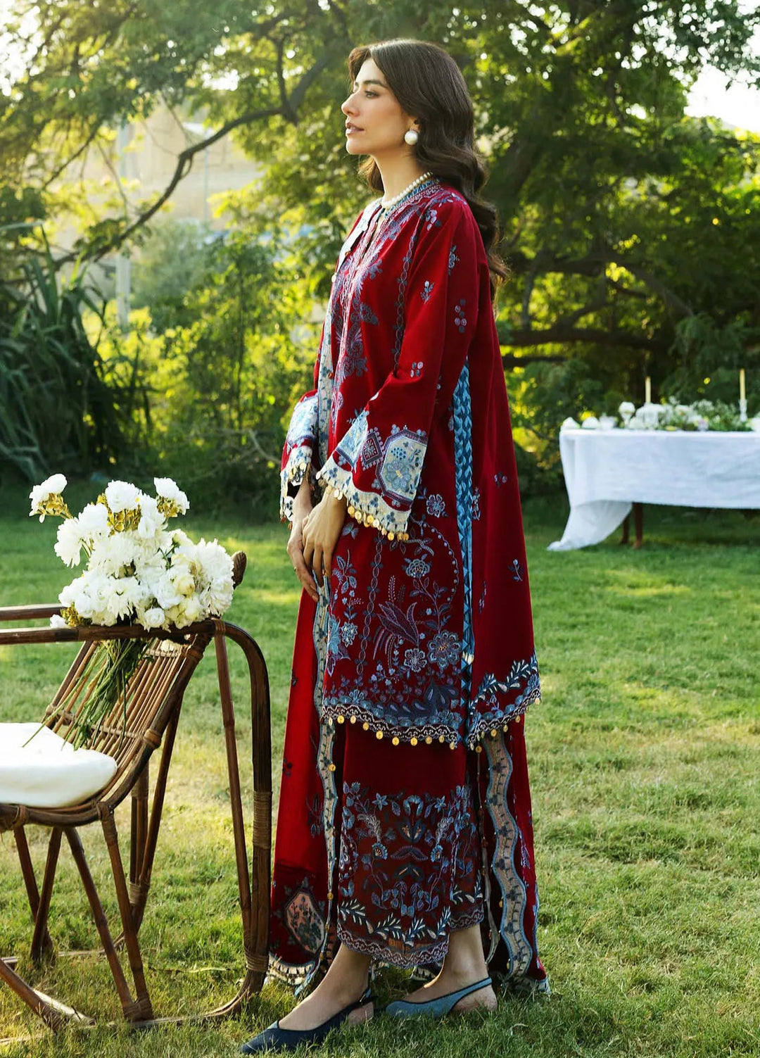 Siraa by Sadaf Fawad Khan Embroidered Lawn Suits Unstitched 3 Piece SDF25S D-8A Koi - Summer Collection