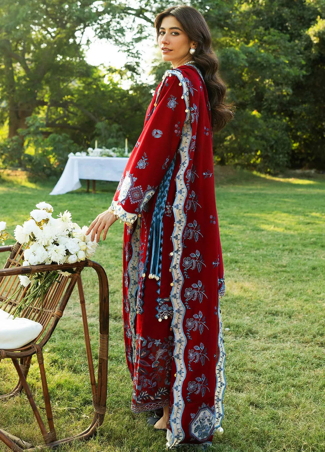 Siraa by Sadaf Fawad Khan Embroidered Lawn Suits Unstitched 3 Piece SDF25S D-8A Koi - Summer Collection