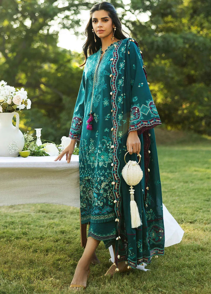 Siraa by Sadaf Fawad Khan Embroidered Lawn Suits Unstitched 3 Piece SDF25S D-8B Koi - Summer Collection