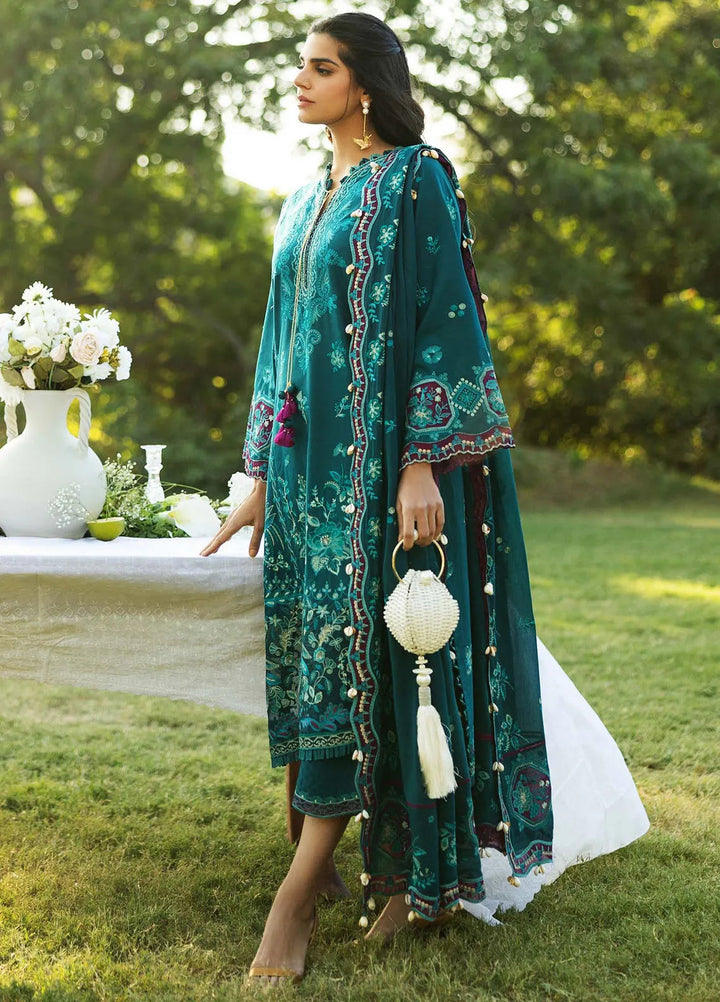 Siraa by Sadaf Fawad Khan Embroidered Lawn Suits Unstitched 3 Piece SDF25S D-8B Koi - Summer Collection