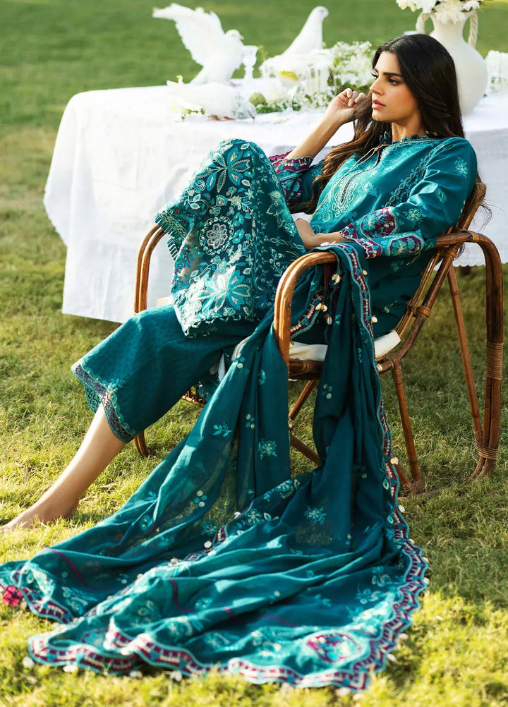 Siraa by Sadaf Fawad Khan Embroidered Lawn Suits Unstitched 3 Piece SDF25S D-8B Koi - Summer Collection