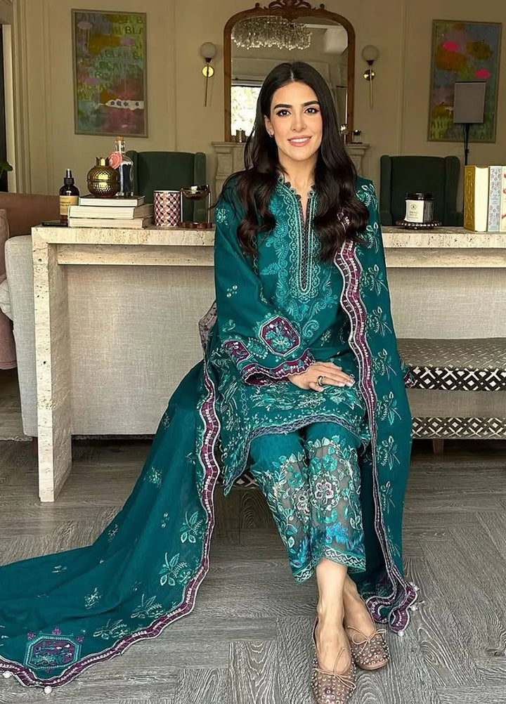 Siraa by Sadaf Fawad Khan Embroidered Lawn Suits Unstitched 3 Piece SDF25S D-8B Koi - Summer Collection