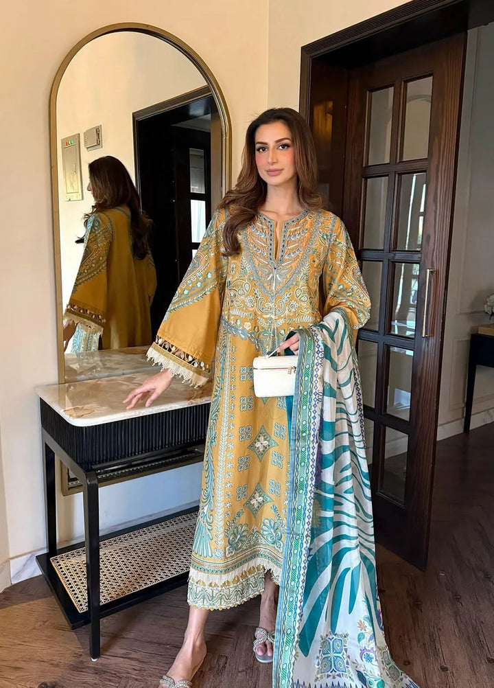Siraa by Sadaf Fawad Khan Embroidered Lawn Suits Unstitched 3 Piece SDF25S D-6B Liana - Summer Collection