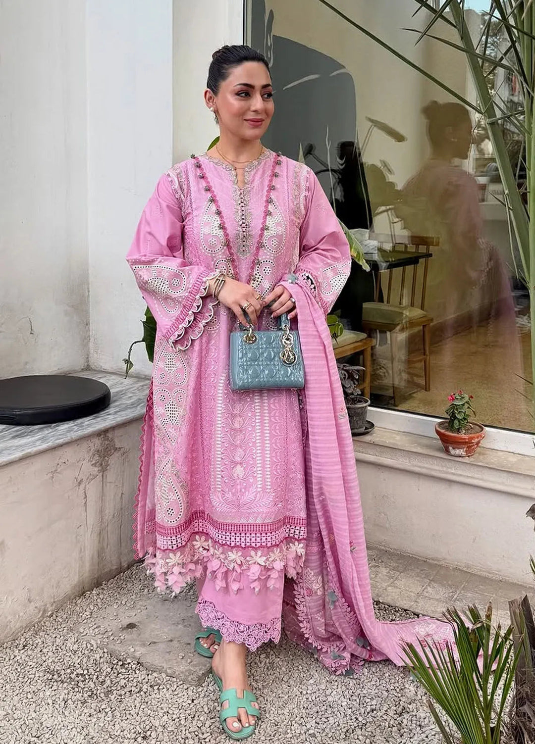 Siraa by Sadaf Fawad Khan Embroidered Lawn Suits Unstitched 3 Piece SDF25S D-7B French Hearts - Summer Collection