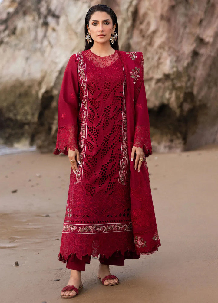 Sirene by Mahnur Embroidered Lawn Suit Unstitched 3 Piece MN25L D-2A Scarlett - Summer Collection