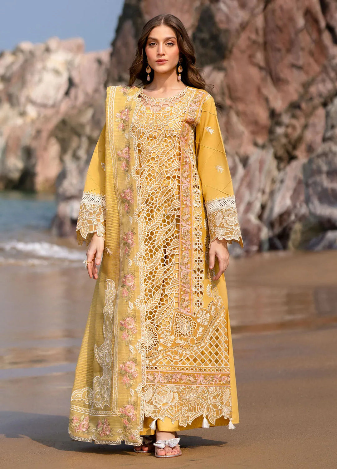Sirene by Mahnur Embroidered Lawn Suit Unstitched 3 Piece MN25L D-2B Dahlia - Summer Collection