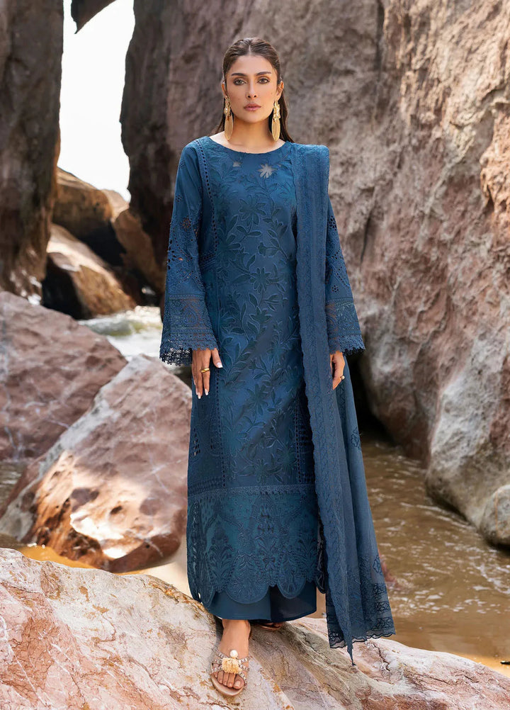 Sirene by Mahnur Embroidered Lawn Suit Unstitched 3 Piece MN25L D-3A Iris - Summer Collection