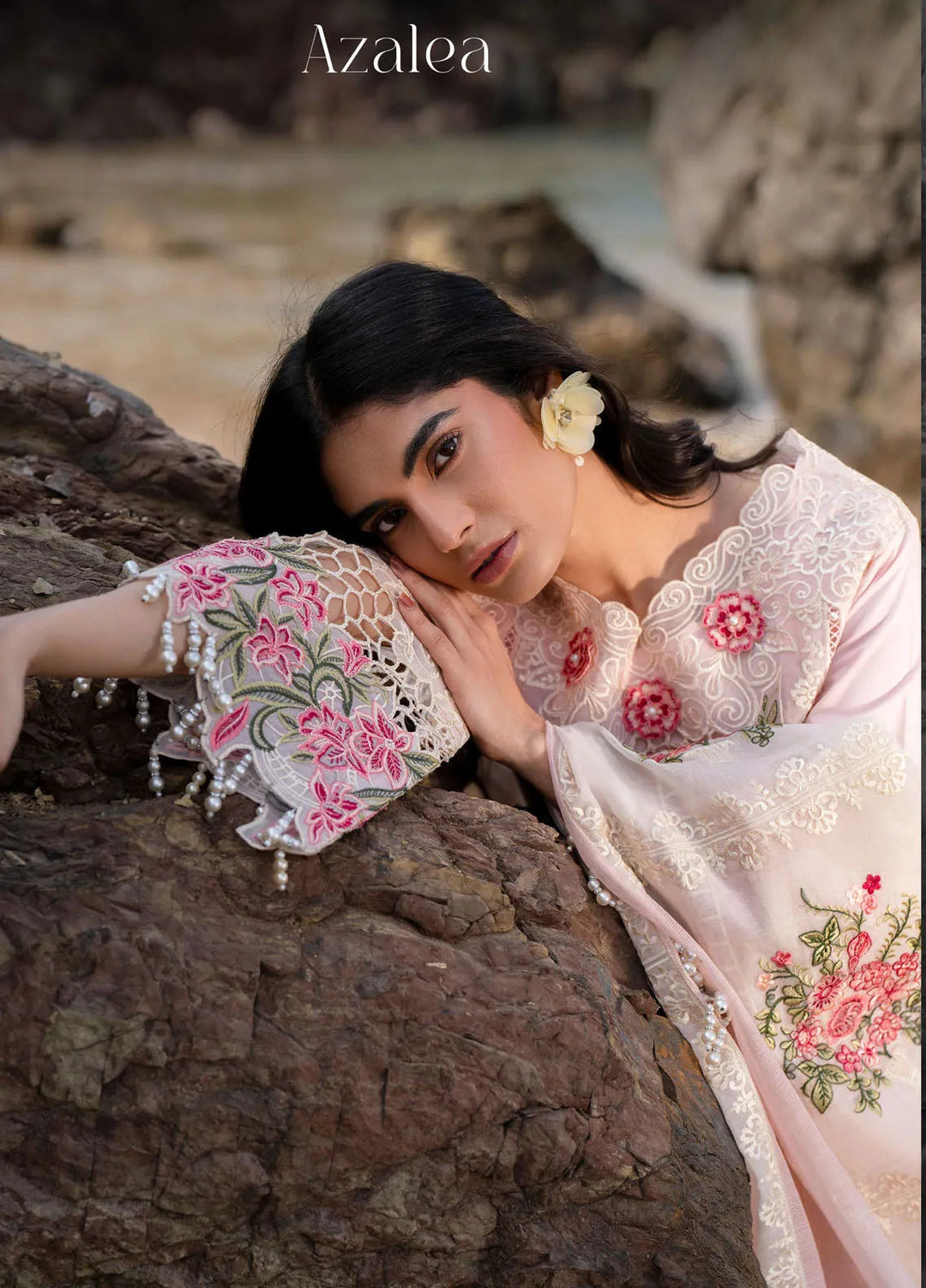 Sirene by Mahnur Embroidered Lawn Suit Unstitched 3 Piece MN25L D-6 Azalea - Summer Collection