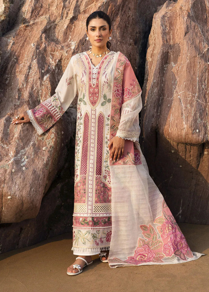 Sirene by Mahnur Embroidered Lawn Suit Unstitched 3 Piece MN25L D-7 Magnolia - Summer Collection