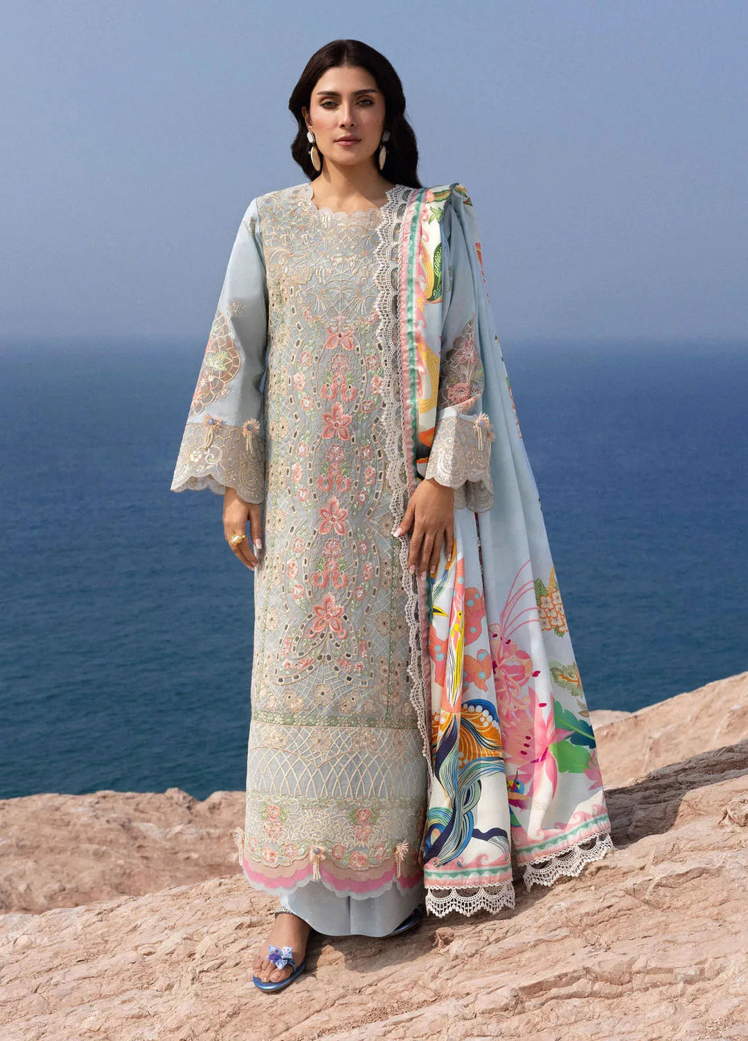 Minor Defect - Sirene by Mahnur Embroidered Lawn Suit Unstitched 3 Piece MN25L D-9 Luna - Summer Collection