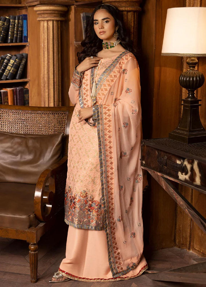 Sirr-e-Ayaa By AY Textile Embroidered Chiffon Suits Unstitched 3 Piece AYT23SA Peachy Sonata - Luxury Collection