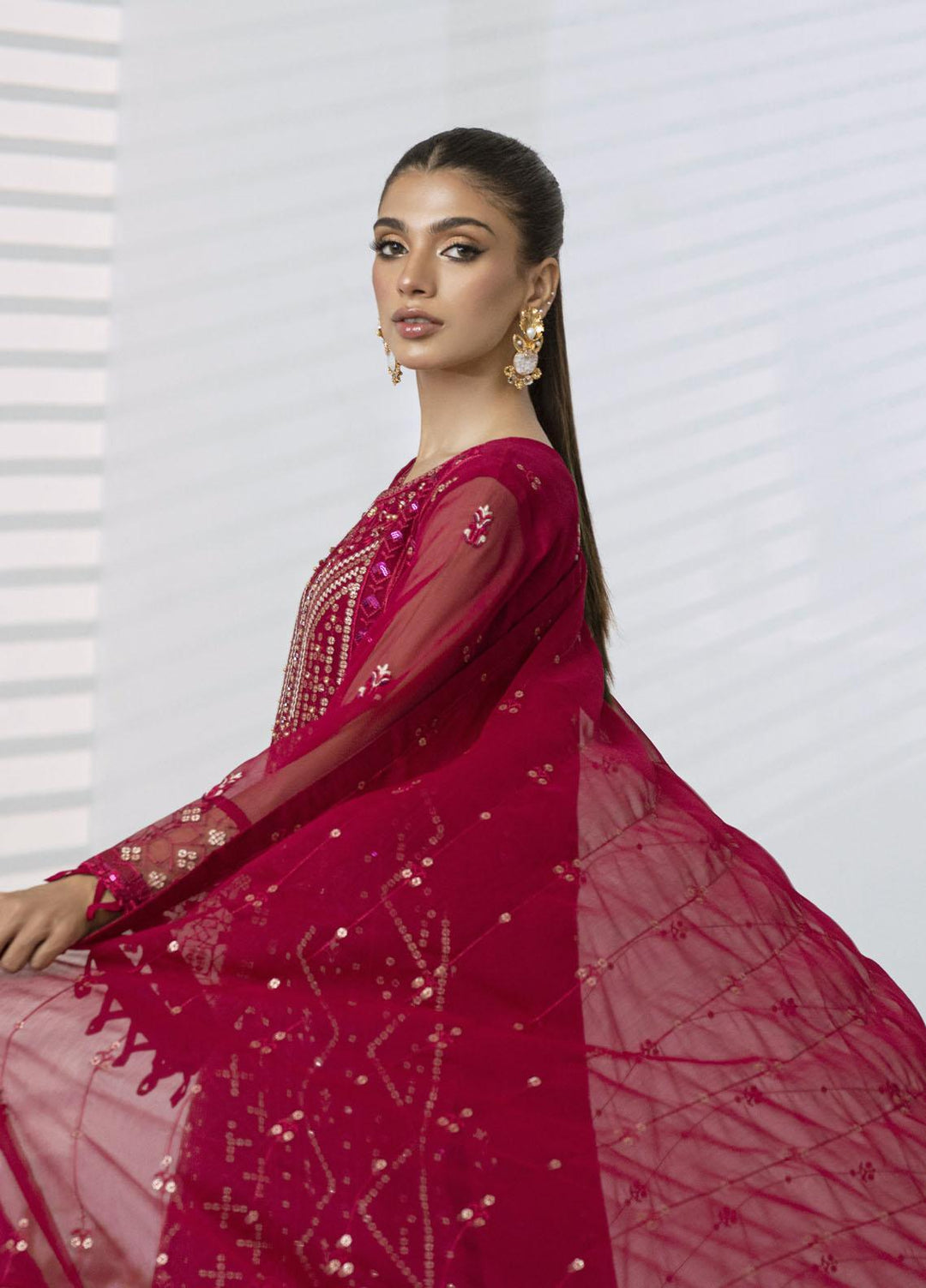 Sitara By Shamooz Embroidered Chiffon Suits Unstitched 4 Piece SHM23ST SU-075 Aatishi - Festive Collection