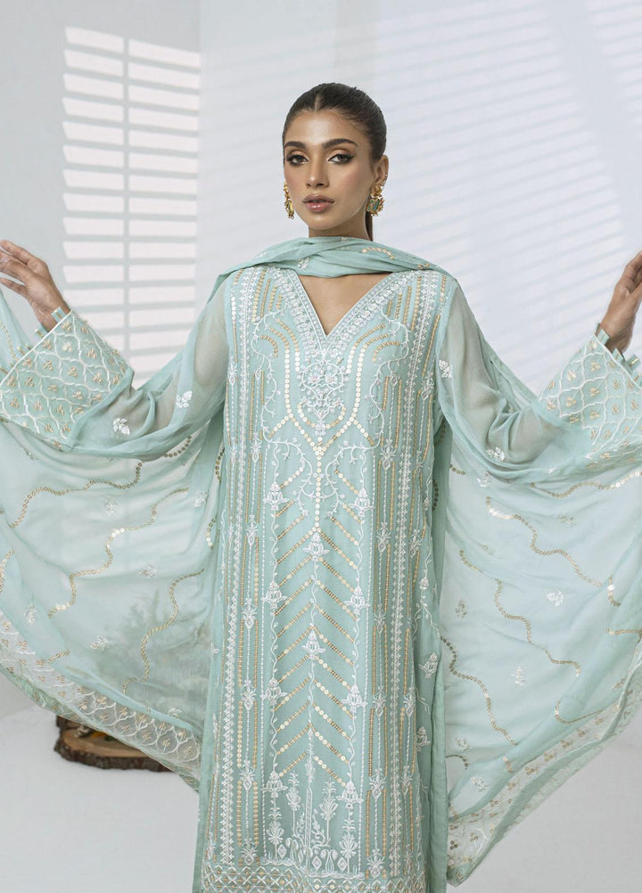 Sitara By Shamooz Embroidered Chiffon Suits Unstitched 4 Piece SHM23ST SU-080 Light Aqua - Festive Collection
