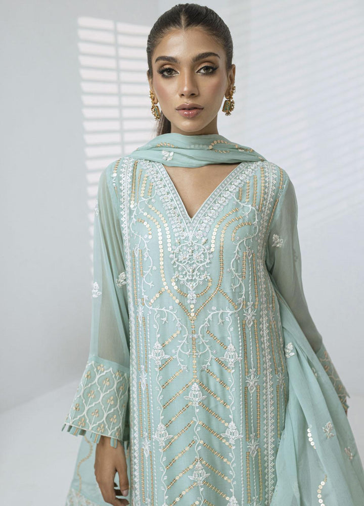 Sitara By Shamooz Embroidered Chiffon Suits Unstitched 4 Piece SHM23ST SU-080 Light Aqua - Festive Collection