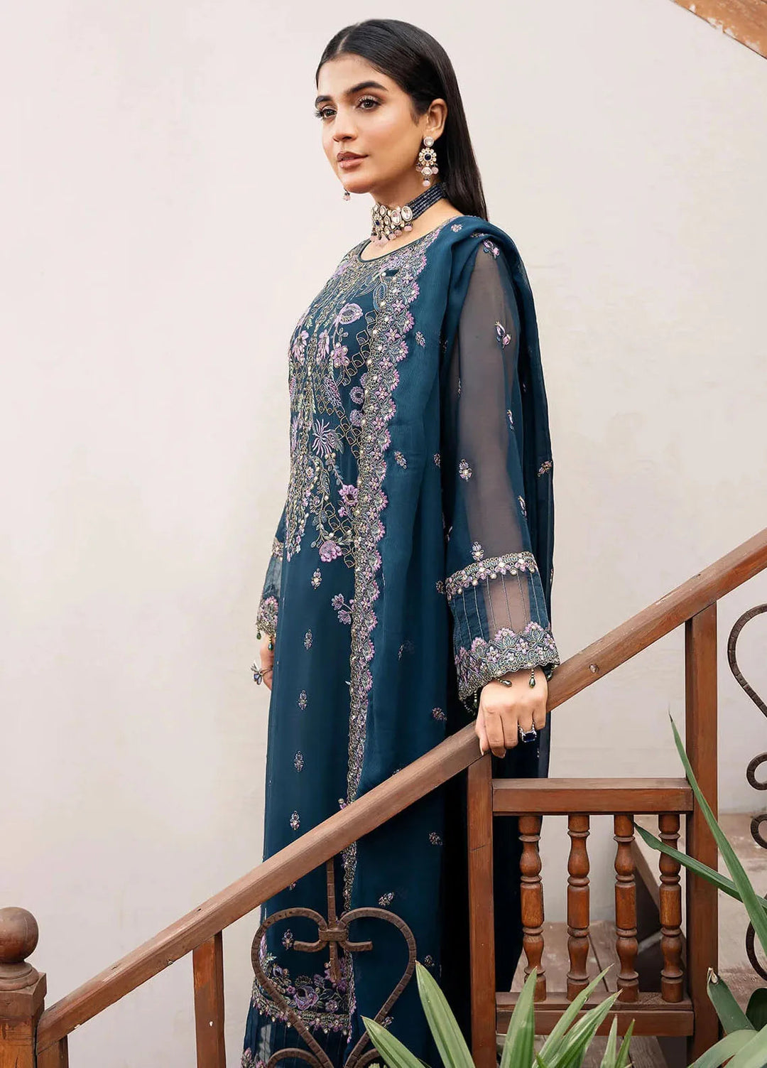 Sitarah by Imrozia Embroidered Chiffon Suit Unstitched 3 Piece IM24LC I-212 Chamak - Luxury Collection