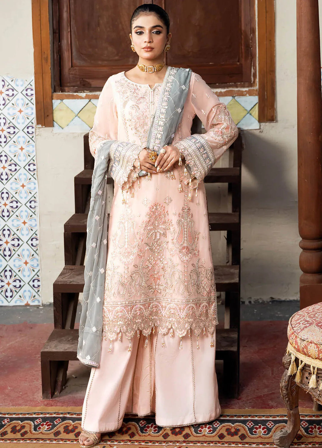 Sitarah by Imrozia Embroidered Chiffon Suit Unstitched 3 Piece IM24LC I-213 Roshnayi - Luxury Collection