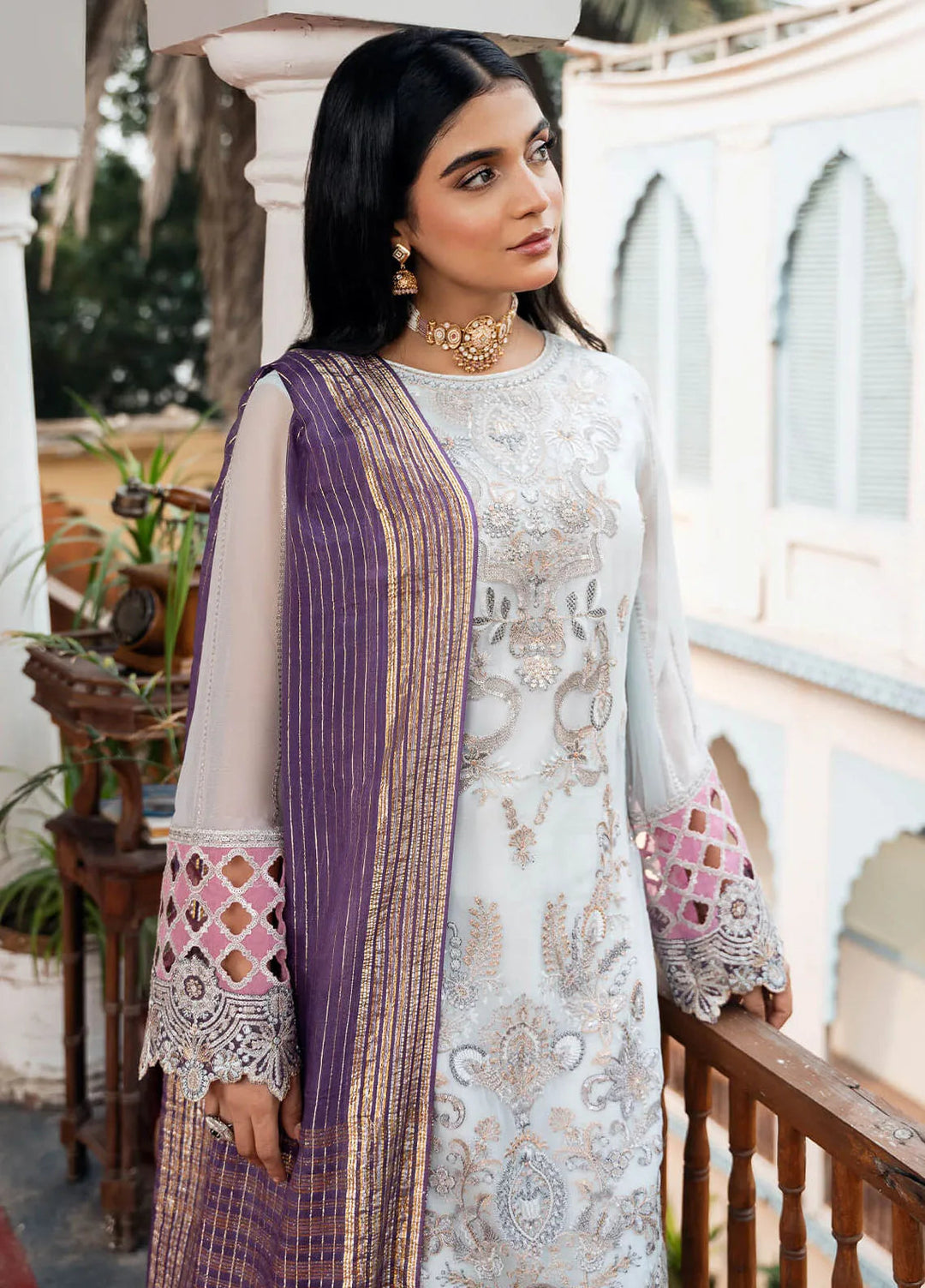 Sitarah by Imrozia Embroidered Chiffon Suit Unstitched 3 Piece IM24LC I-215 Zia - Luxury Collection