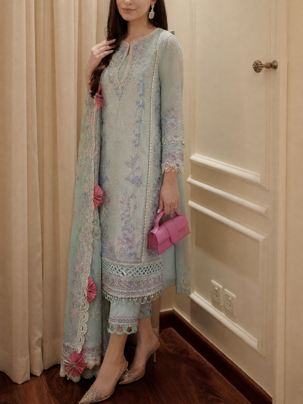 Ariya by Kanwal Malik Unstitched Embroidered Luxury Lawn 3 Piece Suit KM26UA D-9 ELORA - Summer Collection