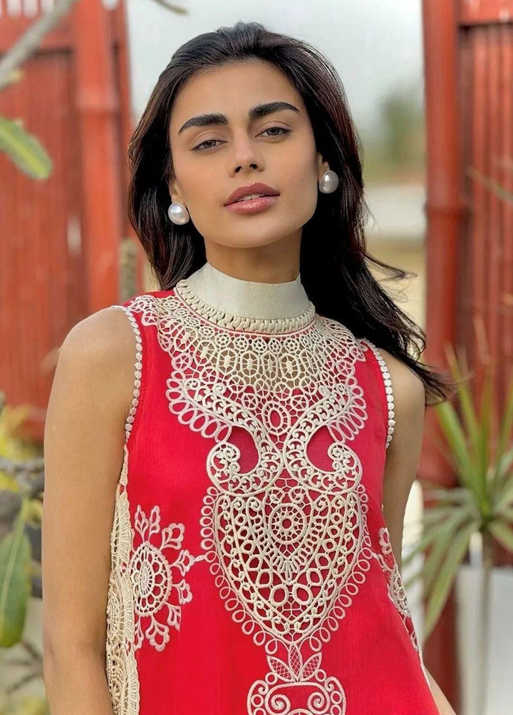 Sable Vogue Embroidered Lawn Suit Unstitched 3 Piece SV24LL SL-01-24 Carnelian - Luxury Summer Collection