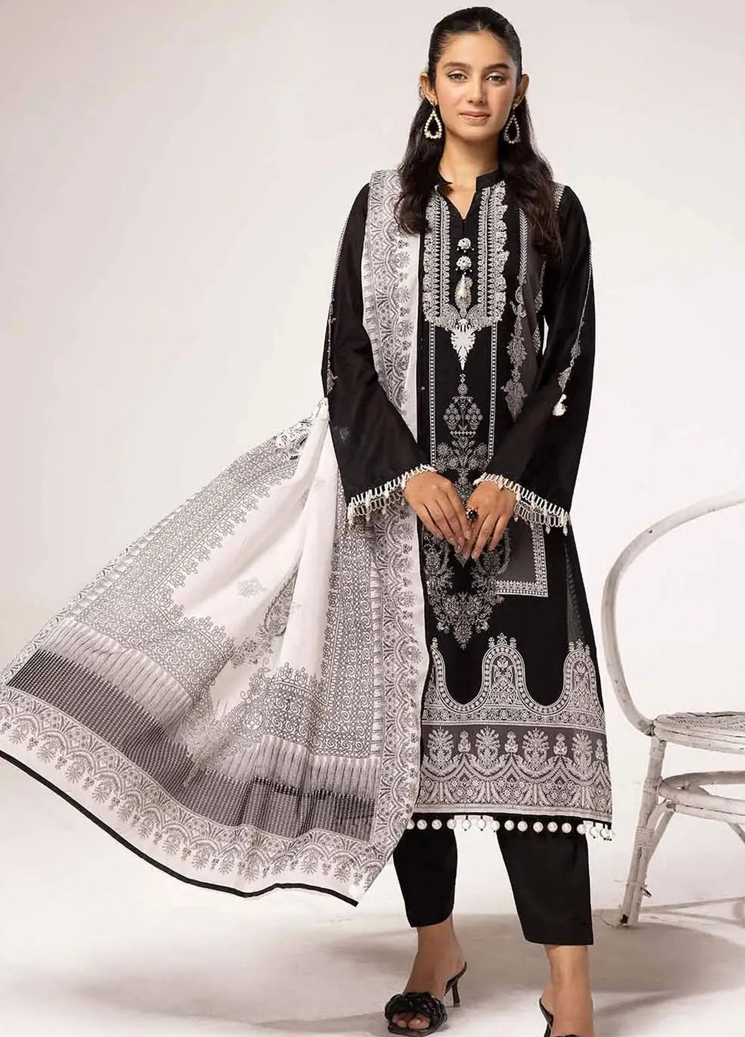 Slate By Gul Ahmed Printed Lawn Suit Unstitched 2 Piece GA24SBW BT-42005 - Summer Collection