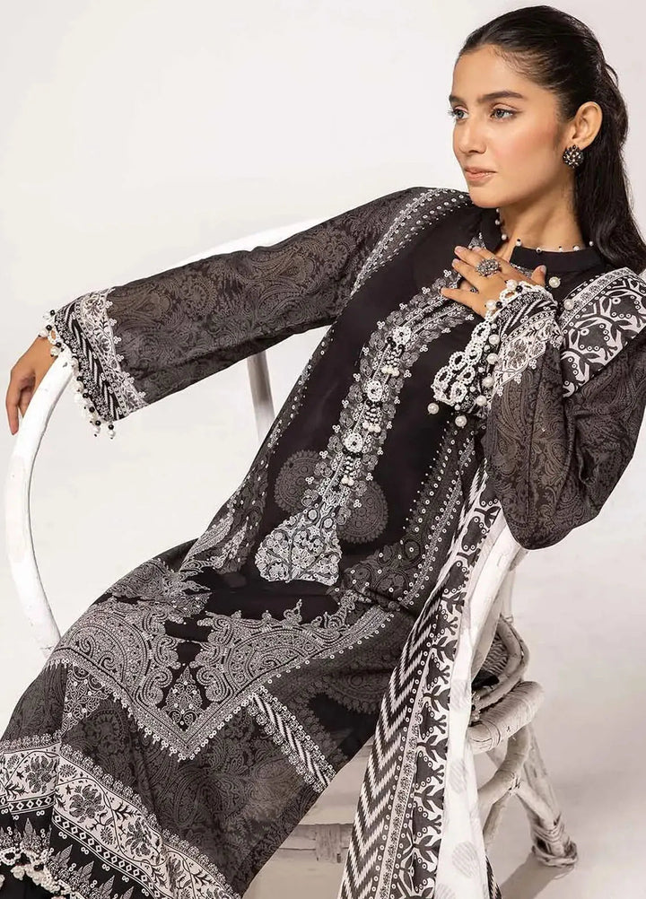 Slate By Gul Ahmed Printed Lawn Suit Unstitched 3 Piece GA24SBW B-42016 - Summer Collection