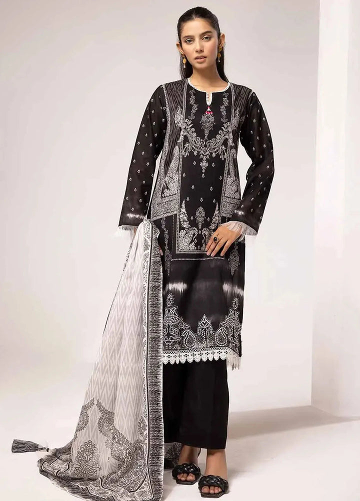 Slate By Gul Ahmed Printed Lawn Suit Unstitched 3 Piece GA24SBW B-42017 - Summer Collection