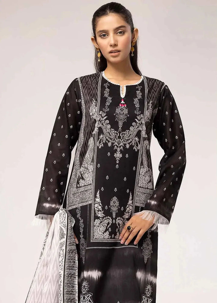 Slate By Gul Ahmed Printed Lawn Suit Unstitched 3 Piece GA24SBW B-42017 - Summer Collection