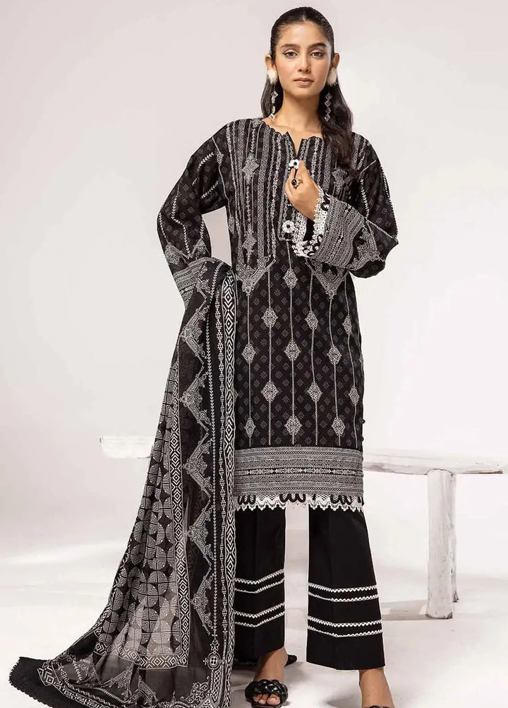 Slate By Gul Ahmed Printed Lawn Suit Unstitched 3 Piece GA24SBW B-42022 - Summer Collection