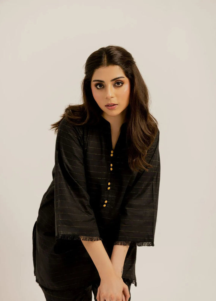 Slay Wear Pret Casual Cotton 2 Piece Black Horizon Set