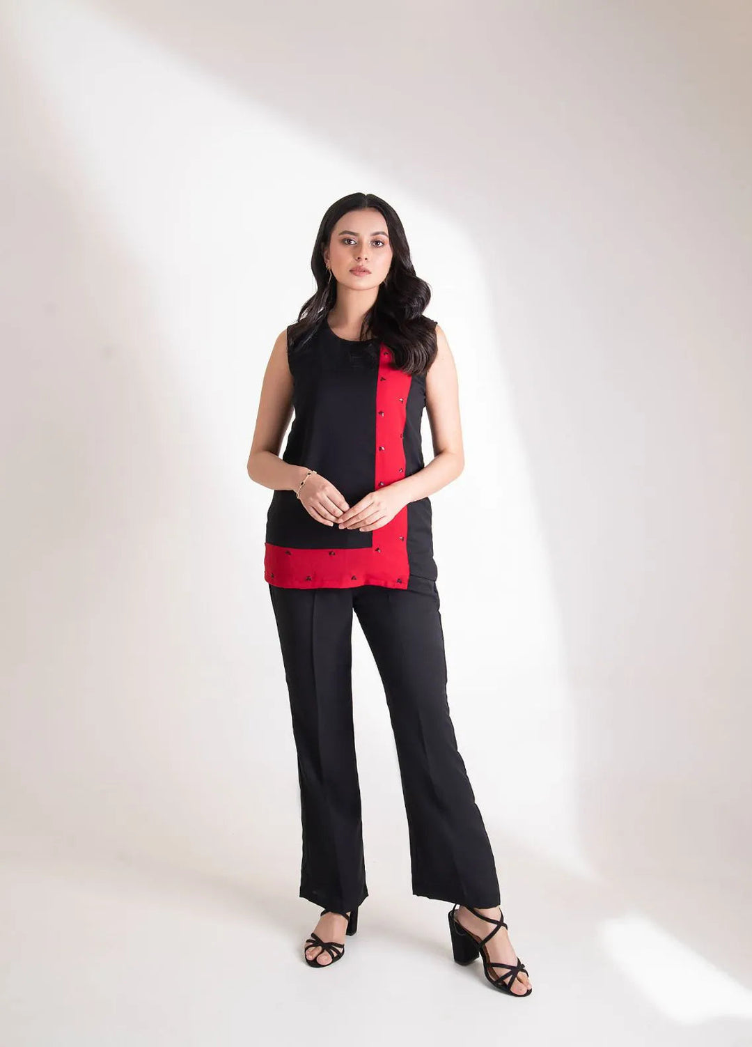 Slay Wear Pret Casual Georgette 2 Piece Dark Cherry Set