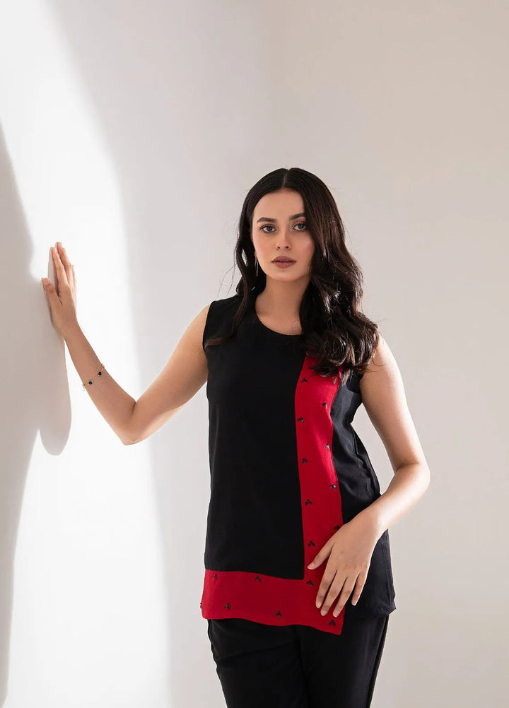 Slay Wear Pret Casual Georgette 2 Piece Dark Cherry Set