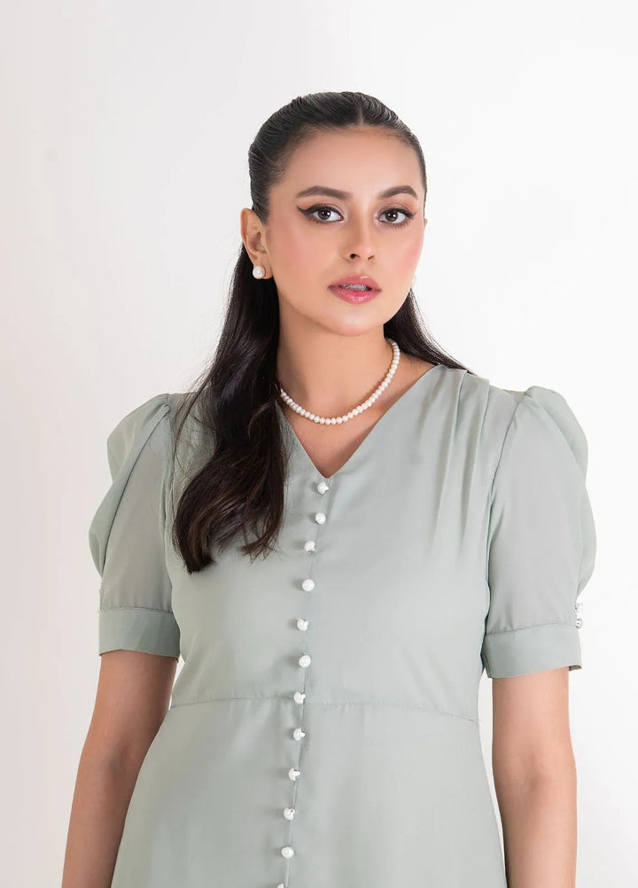 Slay Wear Pret Casual Georgette Shirt Minty Dress