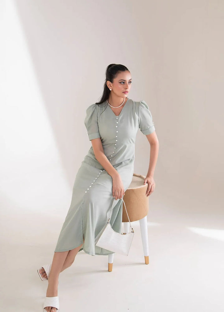 Slay Wear Pret Casual Georgette Shirt Minty Dress