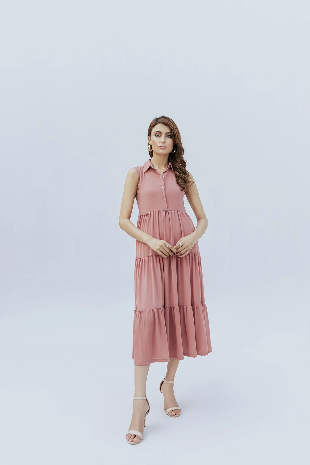 Slay Wear Pret Casual Georgette Shirt Radiant Ruffle Dress
