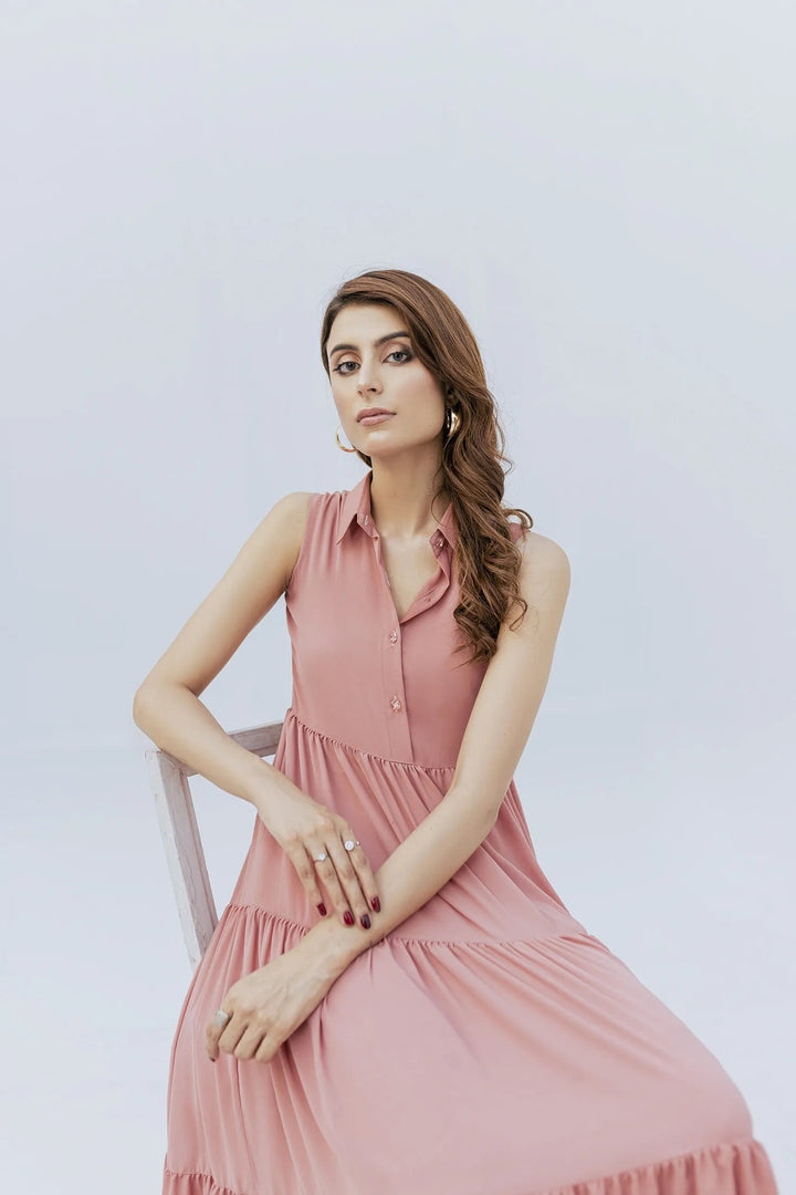 Slay Wear Pret Casual Georgette Shirt Radiant Ruffle Dress