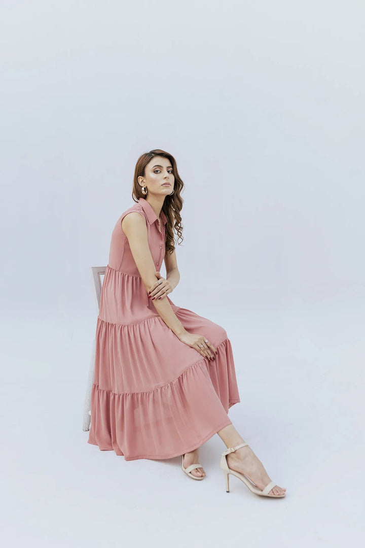 Slay Wear Pret Casual Georgette Shirt Radiant Ruffle Dress