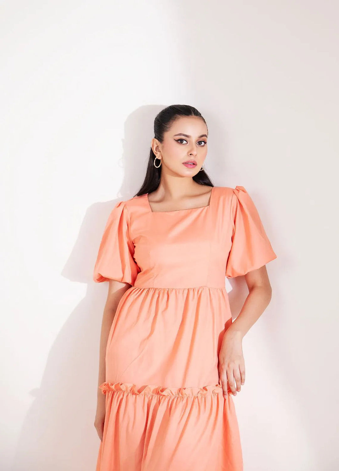 Slay Wear Pret Casual Italian Blend Shirt Peach Petal Dress