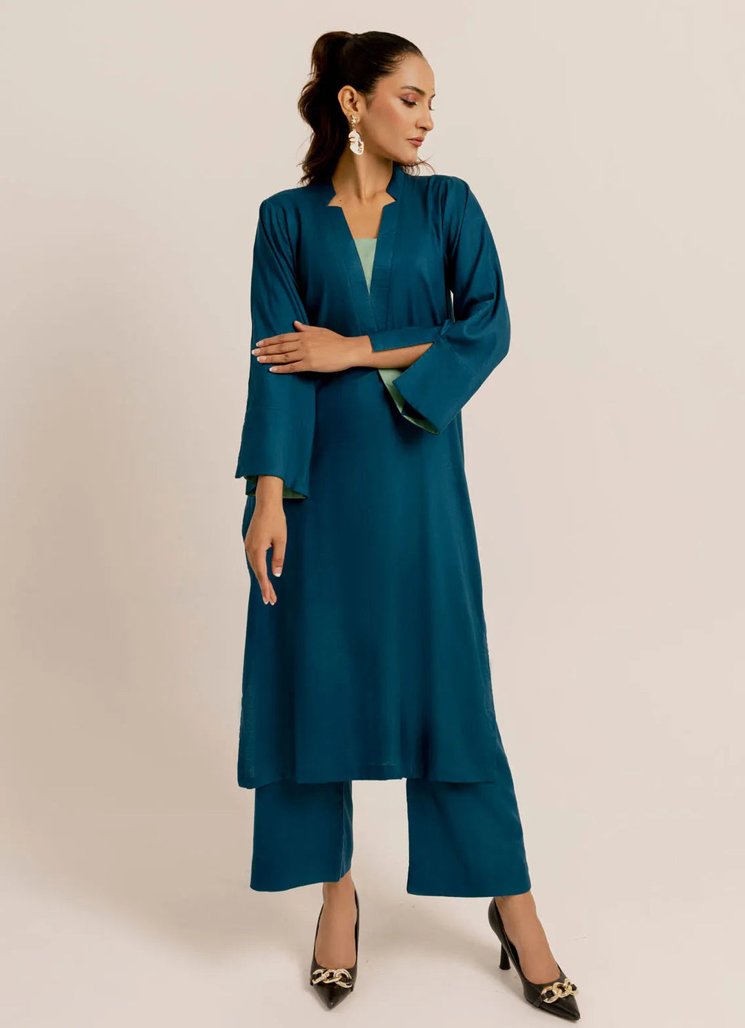 Slay Wear Pret Casual Linen 2 Piece Aqua Teal Set