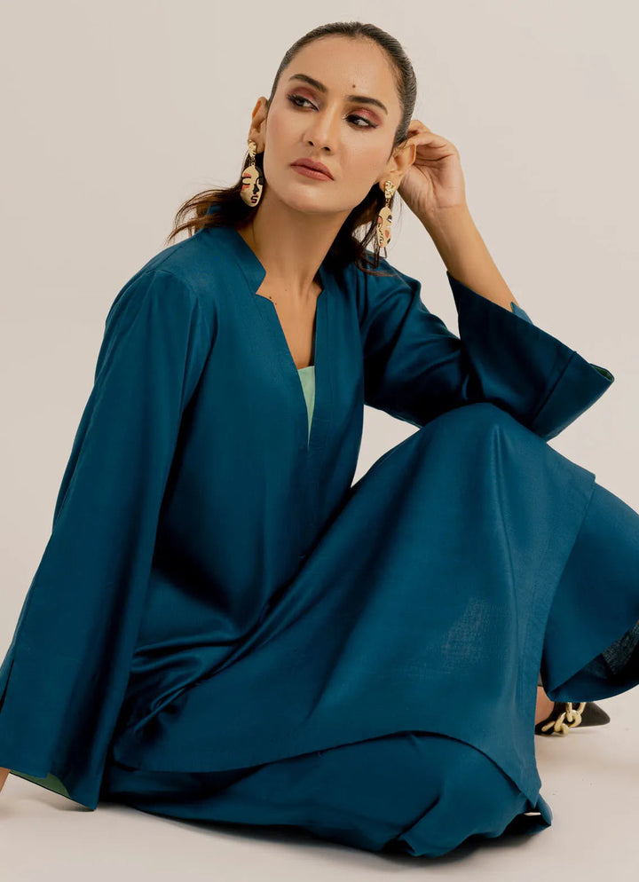 Slay Wear Pret Casual Linen 2 Piece Aqua Teal Set