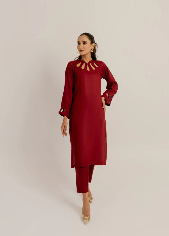 Slay Wear Pret Casual Linen 2 Piece Burgundy Set