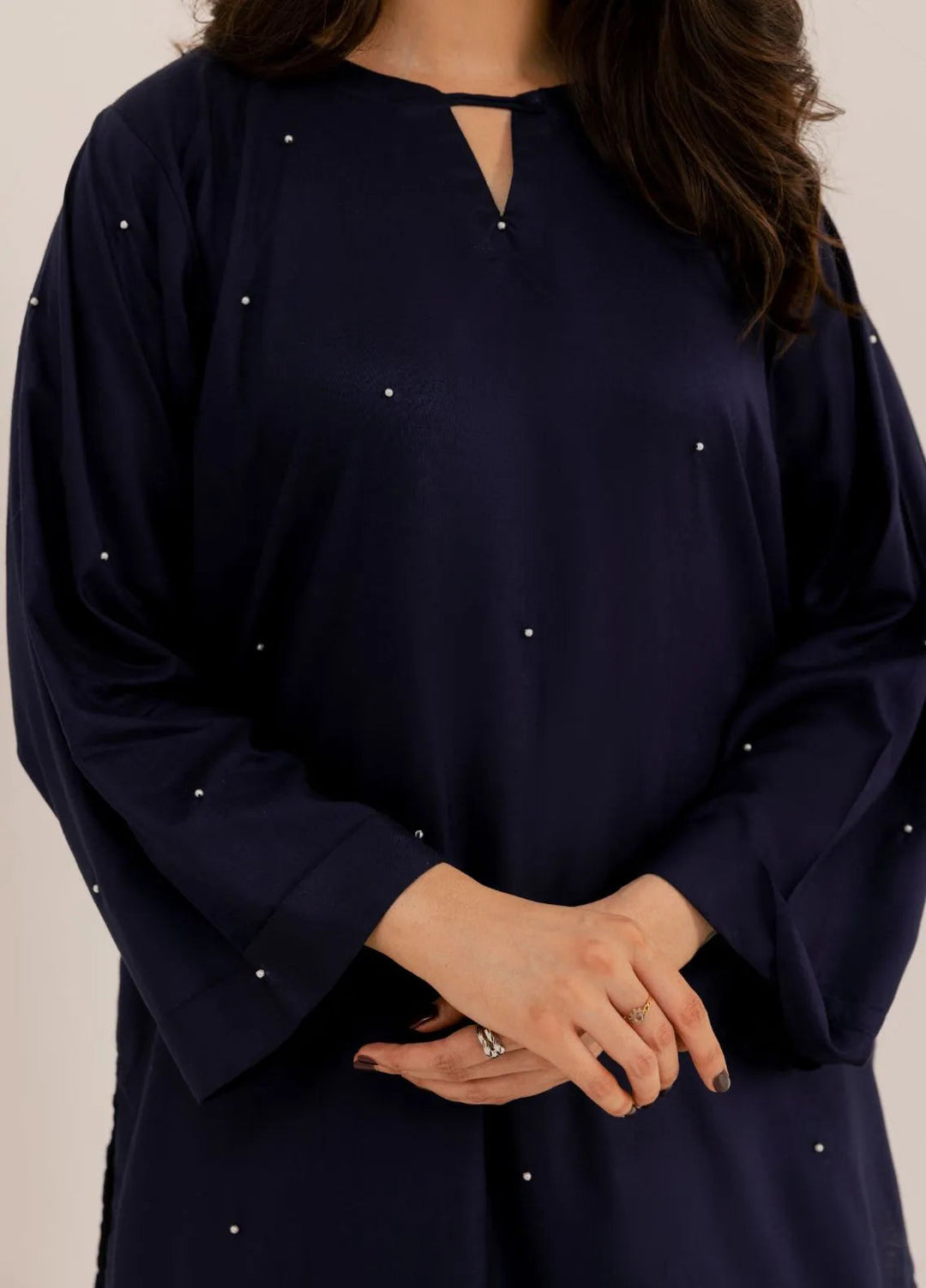 Slay Wear Pret Casual Linen 2 Piece Navy Pearl Set