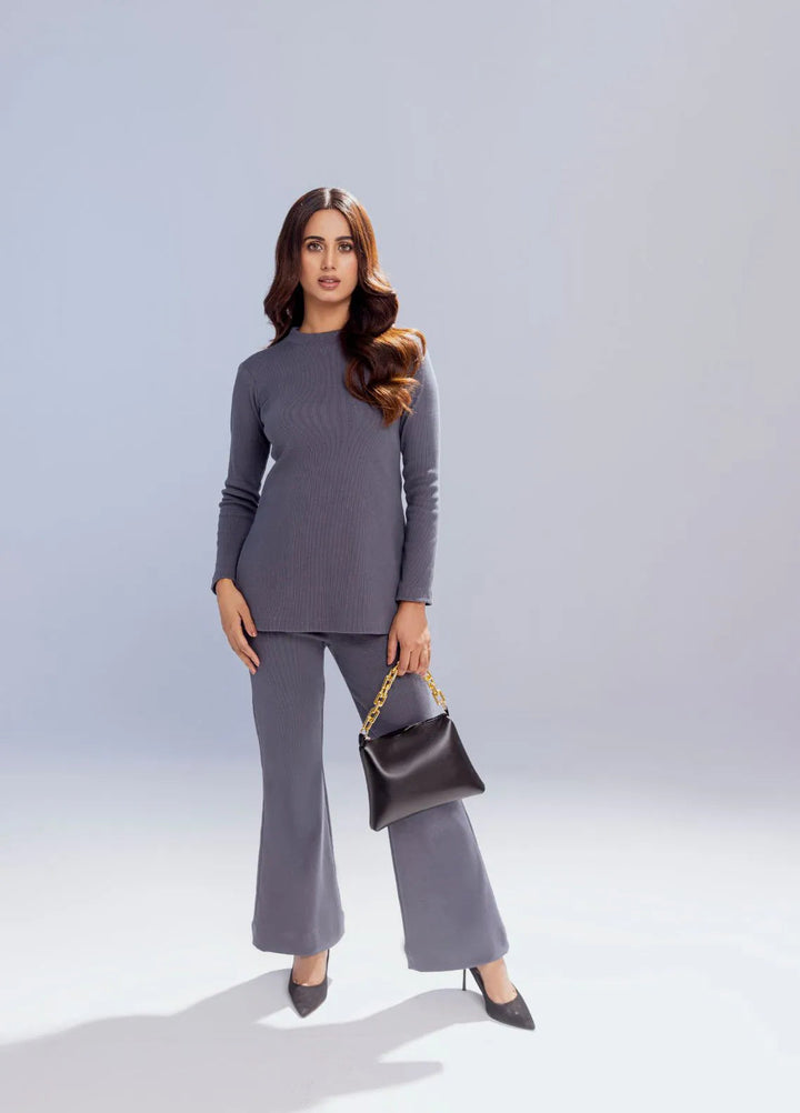 Slay Wear Pret Casual Rib Knit 2 Piece Graphite Co-Ord